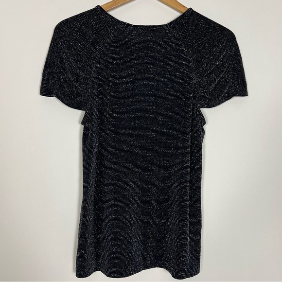 Tommy Hilfiger women's sparkly or glitter-dot flutter sleeve top. - Picture 2 of 9